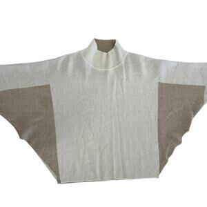 Note Di Anita Sweater Women One Size White Tan High Neck Minimalist Italy